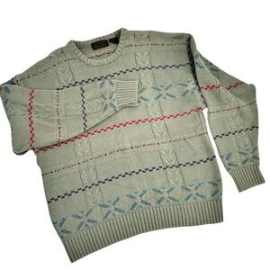 Vintage 90s Eddie Bauer Grandpa Sweater Oversized Crewneck Pullover Cotton | L